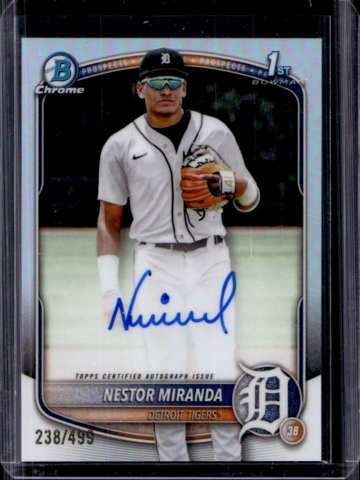 2025 Bowman Chrome Nestor Miranda Auto Refractor 1st Prospect #/499 Tigers