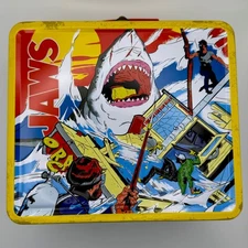 JAWS Metal Tin Lunchbox & Amity Island PD Thermos Horror Double Sided - New