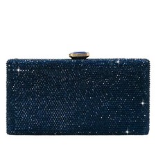 Crystal Evening Bags for Women Formal Party Box Clutch Wedding Small Navy Blue