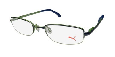 NEW PUMA 15447 EYEWEAR RECTANGULAR UNISEX METAL 48-19-135 NV BLUE HALF-RIM