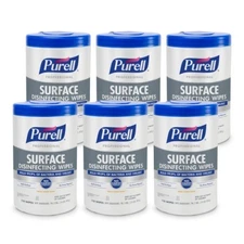6 Canisters- PURELL 9342  Disinfecting  Cleaning Wipes - White  110 wipes ea.