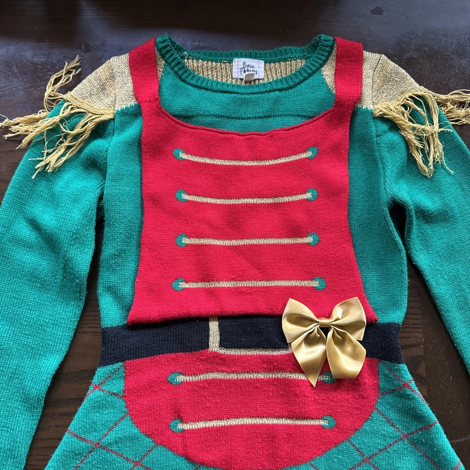 Vestido tejido Cascanueces soldado juguete Navidad feo verde born famous talla M Foto 3 de 4