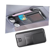 Car Sun Visor Organizer, PU Leather Vehicle Storage Pouch Holder with Black