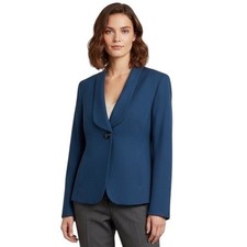 Pendleton Classic 100 Virgin Wool Single Button Lined Blazer Teal Blue Size 6
