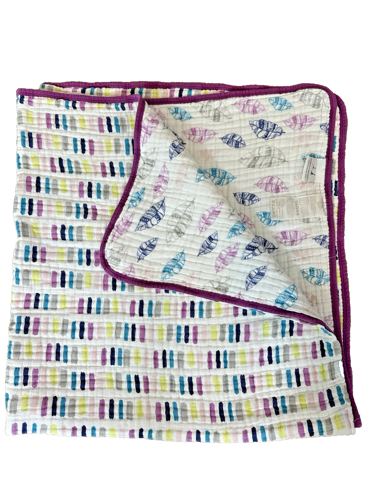 Aden + Anais Dream Baby Blanket Feathers Stripes Thick Muslin Cotton 44x44