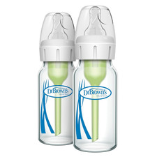 Anti-Colic Options Narrow Glass Baby Bottle with Level 1 Slow Flow Nipple, Bpa-