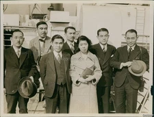 1936 Takahashi Kamo Sakamoto New York City Japan Ss Europe Wirephoto 7X9