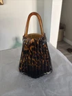 1970s Handblown Murano Tortoise Glass Purse Vase