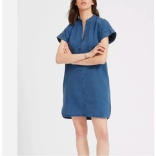 Everlane The Splitneck Jean Denim Boxy Shift Above Knee Dress sz 4 Small