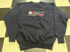 90’s Washington D.C. American Knitwear Made In USA Embroidered Navy Blue Size XL
