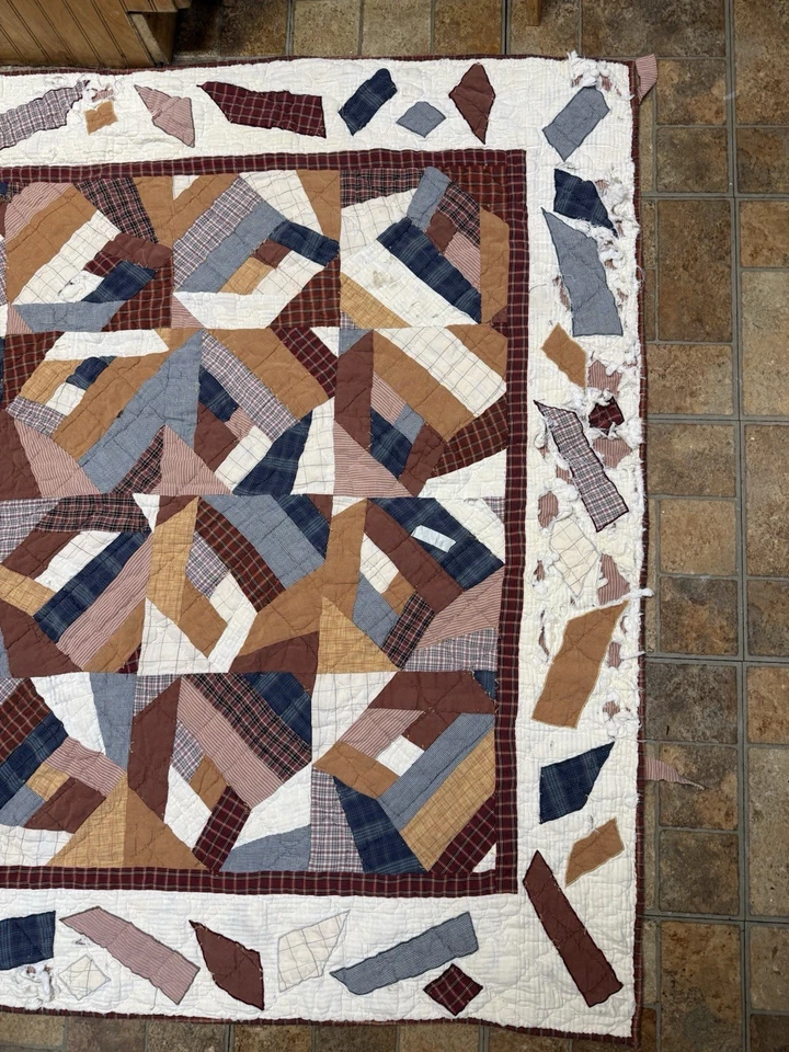 Patch Magic Vintage Star Quilt Cotton Tattered Rustic Primitive  - Image 4 of 4