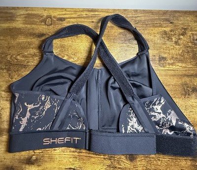 SHEFIT Sports Bra Adjustable Size Luxe5 NO BOUNCE!! Black With Gold Designs