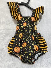 9 Months Pumpkin Romper With Ruffles