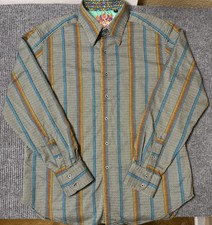 Robert Graham Shirt Mens Large Multicolor Abstract Striped Flip Cuff Button Up