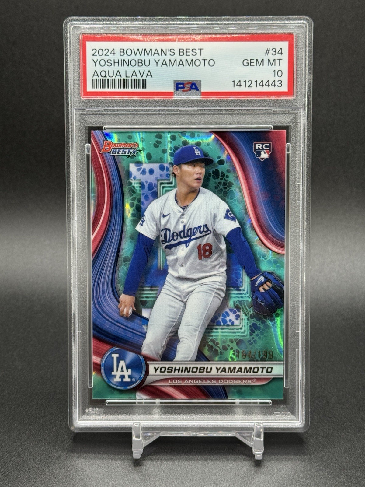 2024 Bowmans Best Yoshinobu Yamamoto Aqua Lava /199 Rookie PSA 10