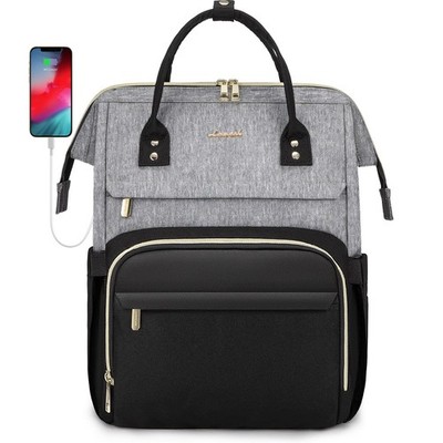 LOVEVOOK Women's 17~Inch Laptop Backpack with USB Port Grey Black