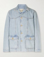 2750 Valentino Garavani Camp Collar Denim Jacket Blue IT48 M/L