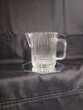 Vintage Italian Clear Pressed Ribbed Glass Creamer Pitcher 4 "