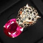 925 Sterling Silver Handmade Panther Rings Pink Padparadscha Sapphire 8.70Ct