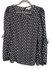 Max Studio Top Shirt Womens Black/ White Sz Large Casual Career Long Sleeve