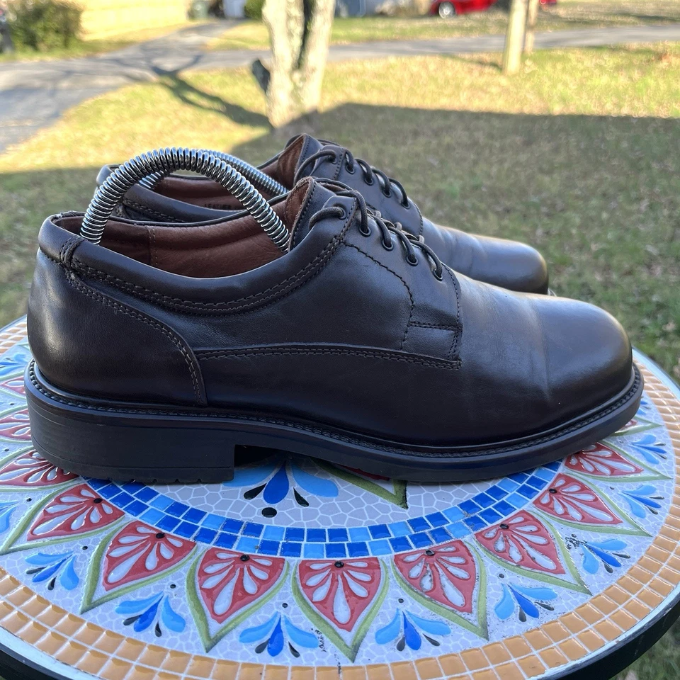 Vintage G.H. Zapatos Derby Bass and Co Para Hombres 10M Cuero Marrón Punta Lisa Hechos en Italia Foto 3 de 4