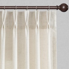 Linen Pinch Pleated Window Curtains 96 Inches Long, Back Tab Clip Rings Light...