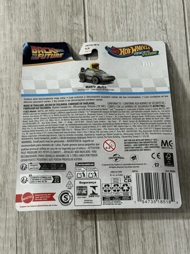 HotWheels Racer Verse “Back to the Future” Marty McFly Radiation Suit 2024 CHASE - Image 3 of 4