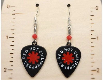 Red Hot Chili Peppers Rock N Roll Metal Guitar Pick Dangle Earrings