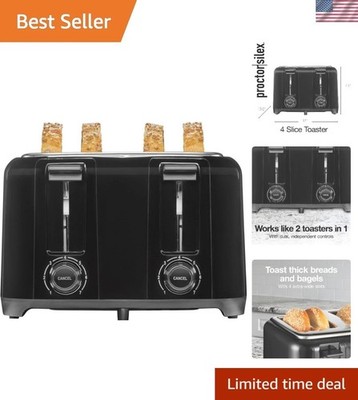 Elite 4-Slice Toaster with Wide Slots, Shade Selector & Cancel Button, Black