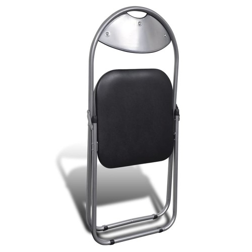 6x Sillas Plegables de Comedor Estructura Acero Cuero Sintético Negro vidaXL - Imagen 5 de 10