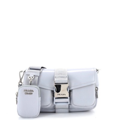 Prada Buckle Pocket Crossbody Bag Spazzolato Leather and Tessuto