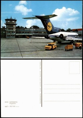 Ansichtskarte Nürnberg Flughafen von Nürnberg mit Lufthansa-Maschine 1985