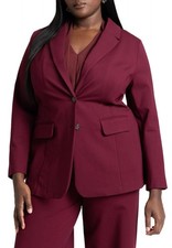ELOQUII Women's Plus Size The Ultimate Stretch Long Two Button Blazer - 18, Maro