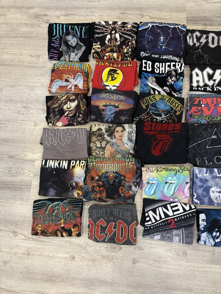 Lote de camisetas vintage de banda (25) giras de conciertos de rock camisetas gráficas caja de revendedor - 21 Foto 2 de 4