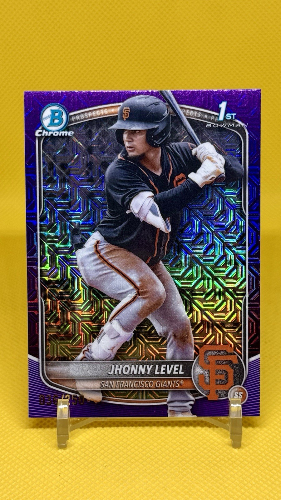 Jhonny Level 2025 Bowman Chrome 1st Mega Box Purple Mojo Refractor /250 Giants