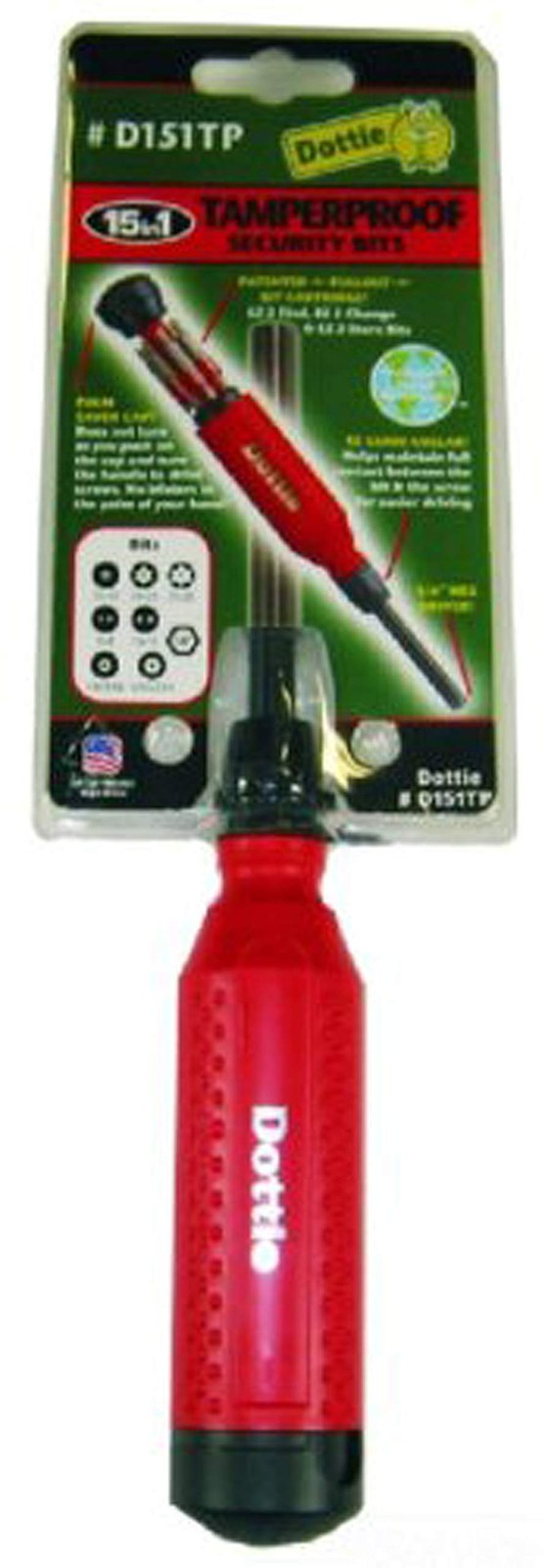L.H. Dottie D151TP 15-in-1 Tamper Proof Screwdriver Red Cap Black Body