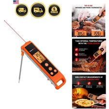 Infrared Thermometer Cooking Meat Probe Digital for Griddle Grill Oven HVAC Pool