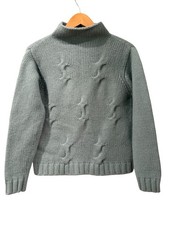 Pendleton Lambswool/Angora Blue Cable Turtleneck Mock Pullover Sweater M