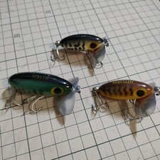 Jitterbug Lure Set with Green Black Brown Red Orange White Old Fishing Bait
