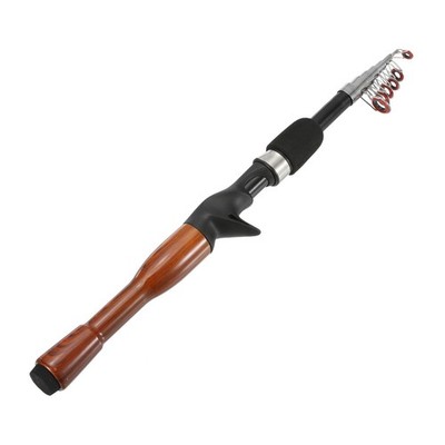 Telescopic Fishing Rod 1.8 M Fiberglass Fishing Pole Black & Wood Color