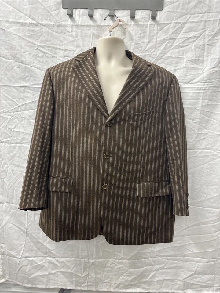 Traje PAL ZILERI Marrón Rayas Lana Cachemira Hecho en Italia EU56 US46 Foto 2 de 4
