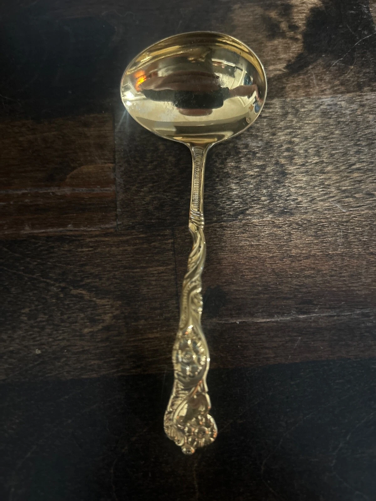 EXTRA PRIMA NS ALP - SWEDEN - SPOUTED SAUCE LADLE". Gold wash