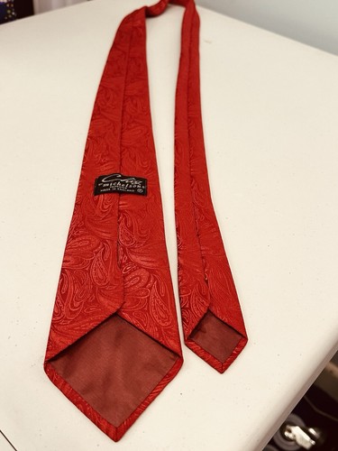 Vintage 60s Chig By Michelsons Tie Red Paisley 8cm Wide T107 - Picture 6 of 9
