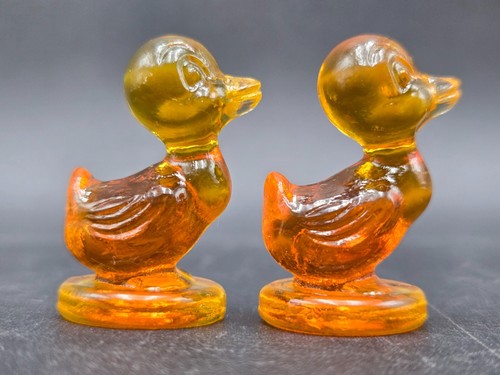 Boyd Debbie Duck Figurine Ducklings Glass Glowing Orange Sunburst 3 Vintage Glow - Picture 14 of 17