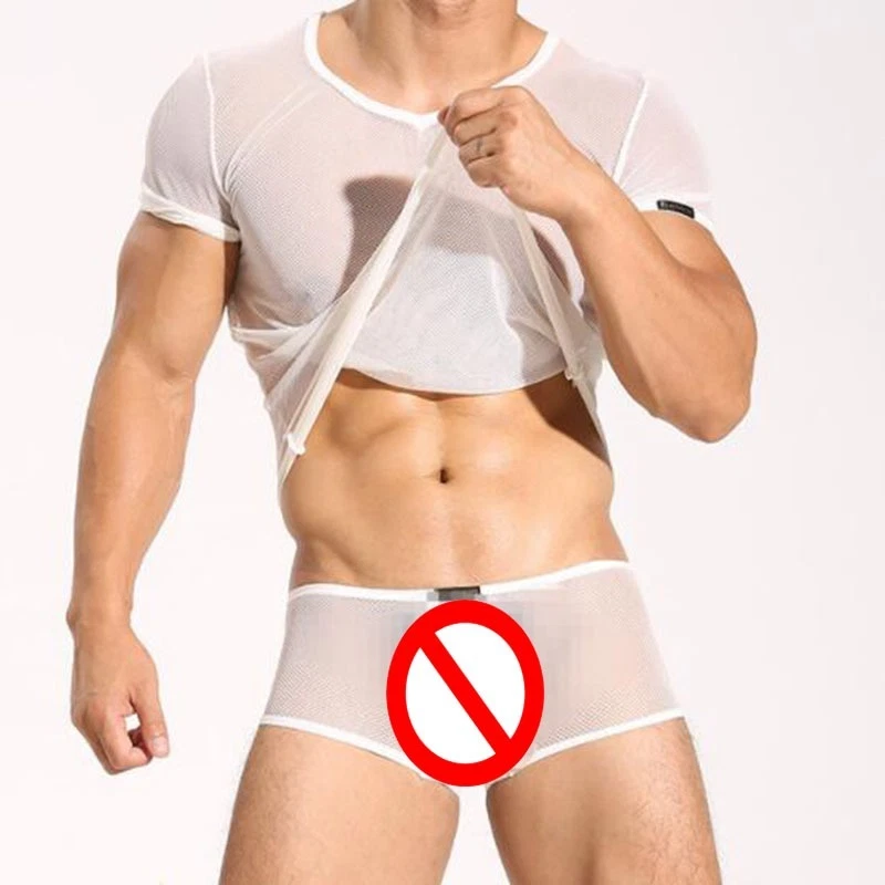 Set Pigiama Gay Maglia Traspirante Sexy Homme Top Fondo Interno Hombre Intimo - Immagine 4 di 4