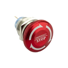 Shopcorp Emergency Stop Button, 1 N/O 1 N/C, Waterproof, 22mm, with Cable