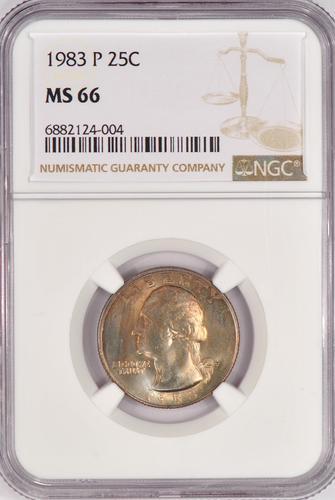 1983 P TONED Washington Quarter NGC MS 66 Gem Toning Coin 25C - Picture 3 of 4