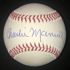 Charlie Manuel Signed Rawlings Official Phillies Wall of Fame Baseball Manager