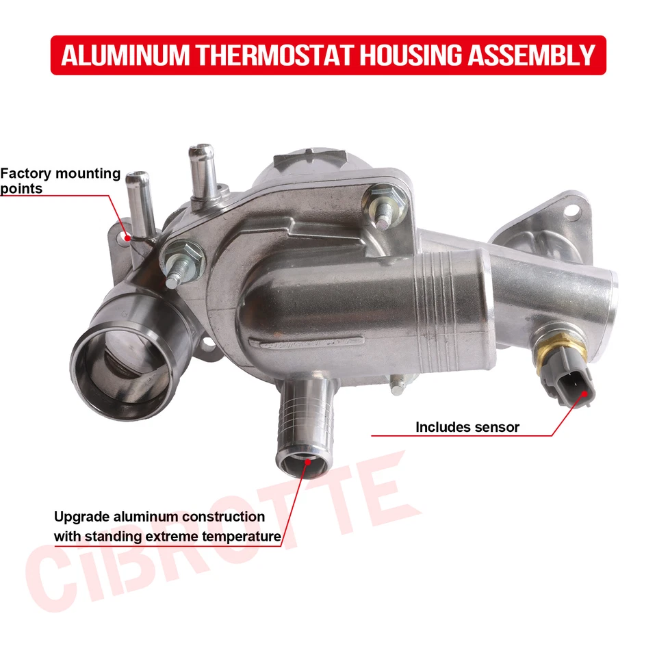AJ83485Carcasa de termostato de aluminio con junta para Jaguar Vanden Plas S-Type XJ8 Foto 4 de 4