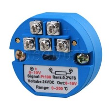 Plastic PT100 Temperature Transmitter Sensor 0 200 Degree 24V DC Output 0-10V
